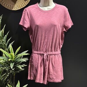 UoWest Romper,elastic tie waist, short sleeve crew neck, hip pockets,cotton soft